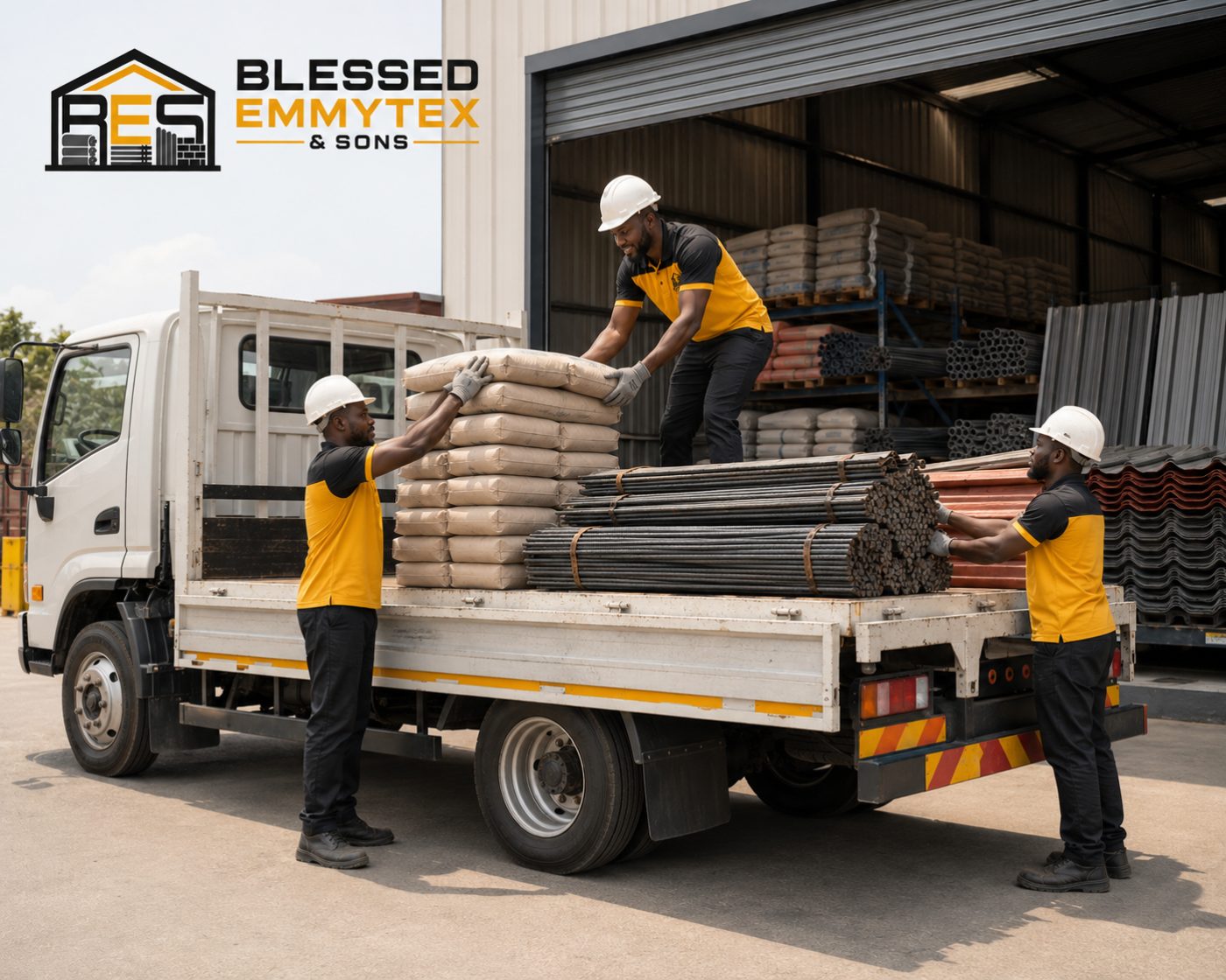 Blessed Emmytex delivery truck being loaded